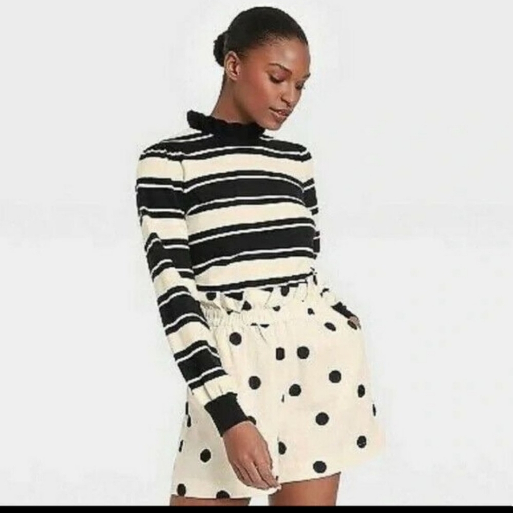 Who What Wear Striped Coquette Twee Sweater XS